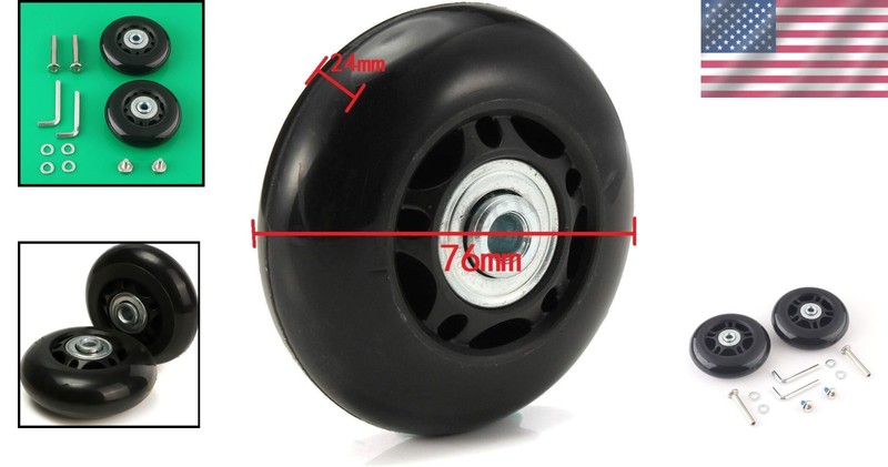 2-Piece 75x24mm Replacement Wheel Kit - Smooth Operation for Luggage & Skates gallery
