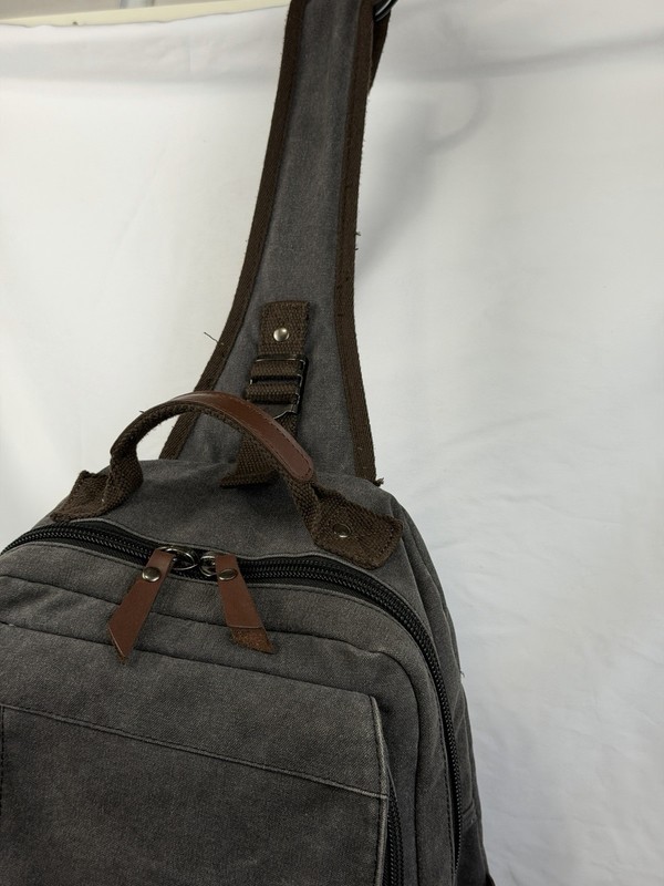Canvas Sling Backpack Gray Brown Convertible Crossbody gallery