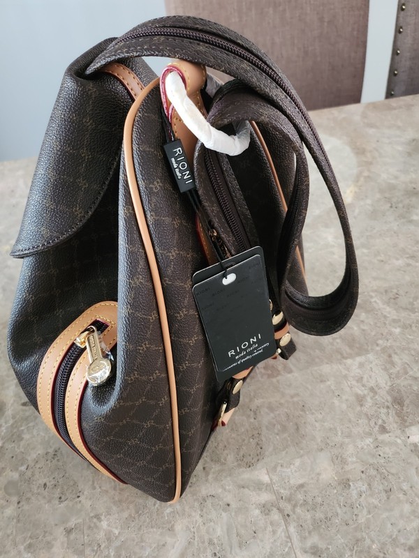 Authentic Rioni Charlize Zipper Strap Backpack Brand New w/Tags Leather Trim gallery