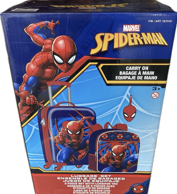 Marvel Spiderman Kid’s Licensed 2 Piece Luggage Set Item 1872161 New In Seal Box gallery