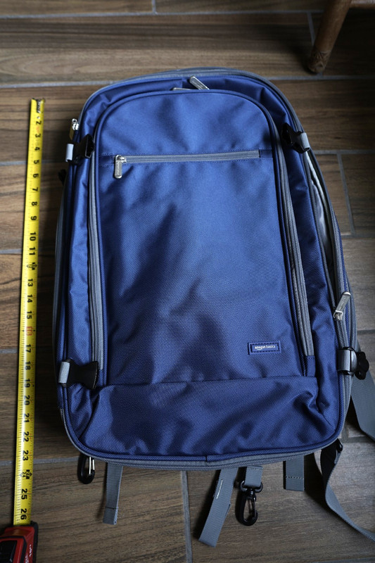 Amazon Basic Blue Carry On Travel Backpack Multi Carry Option Expandable Storage