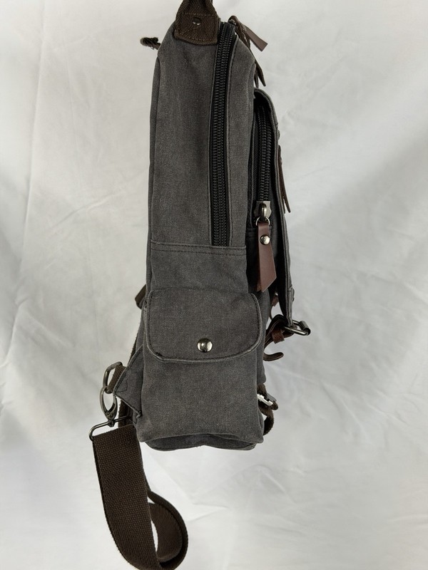 Canvas Sling Backpack Gray Brown Convertible Crossbody gallery