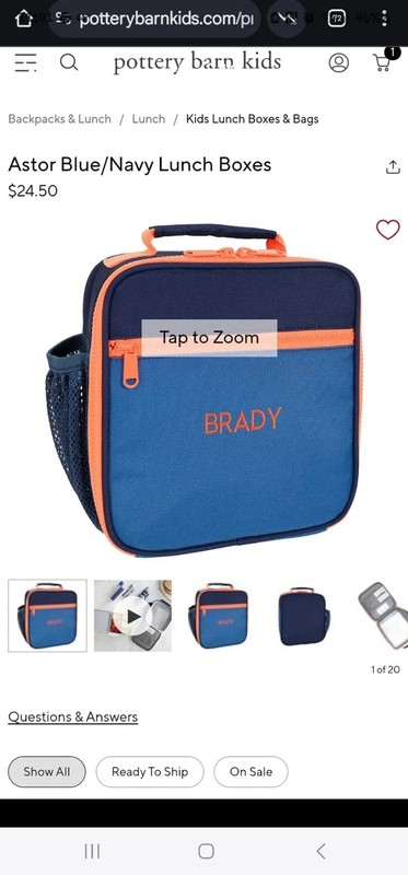 Pottery Barn 3 Piece Set Duffle, Backpack, Lunchbox Astor Blue DJ gallery