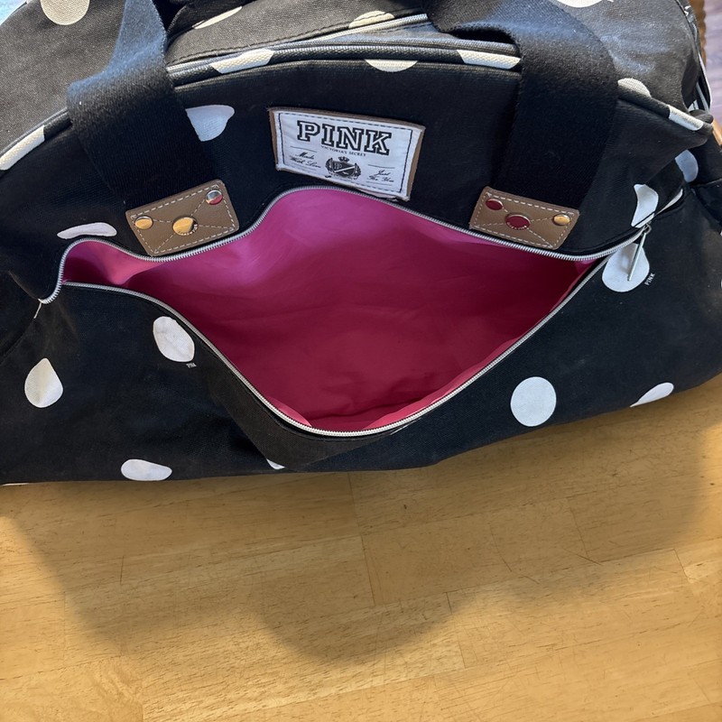 Victoria's Secret Pink Vintage Polka Dot large Canvas Duffle Bag Travel Gym Y2K gallery