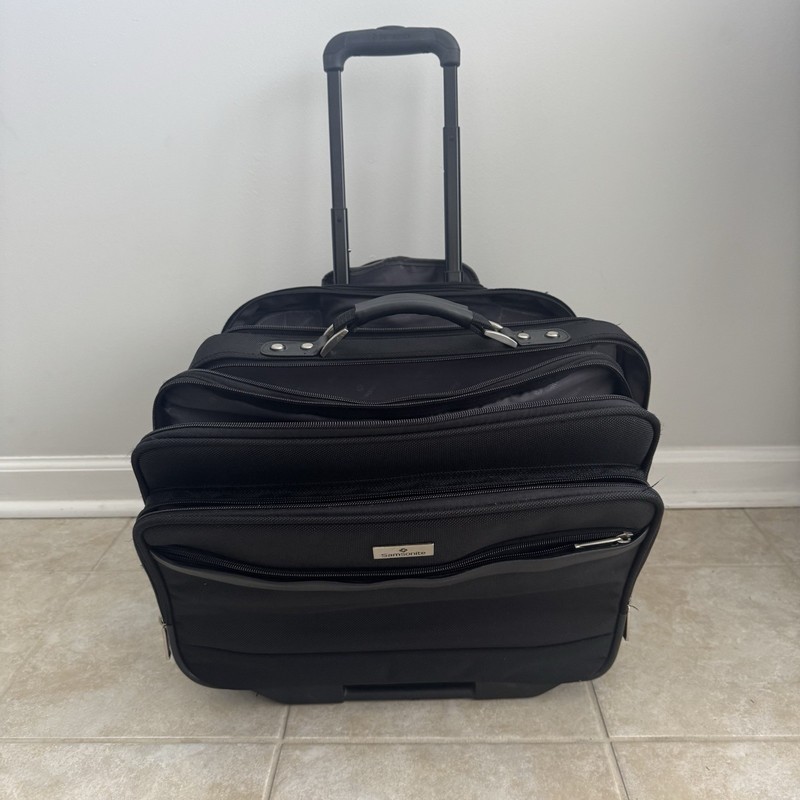 Samsonite Black Rolling Briefcase Carry-On Laptop Travel Triple Compartment