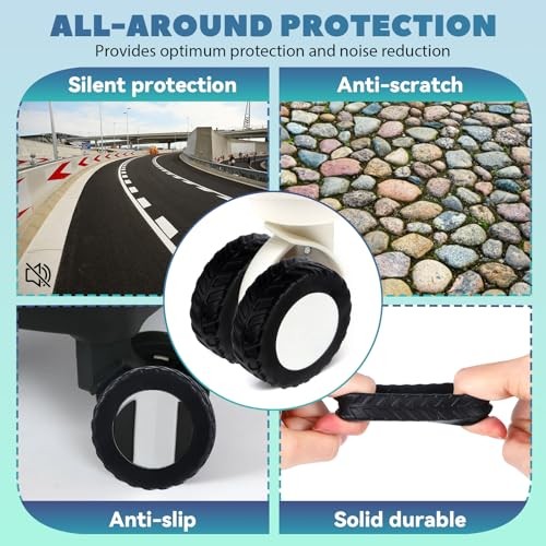 Ymapinc 8Pcs Luggage Wheel Covers Protector, Anti Slip Suitcase Wheel for black gallery