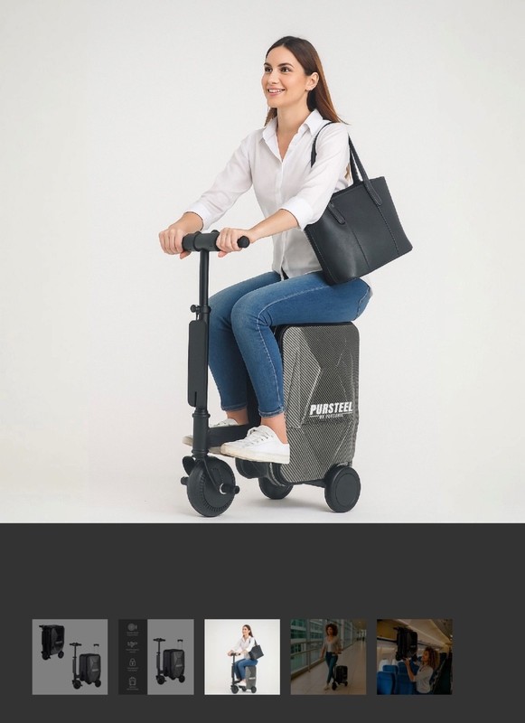 Pursonic Ride-On Motorized Suitcase Model PSEL23 Black 26-38L Capacity. gallery