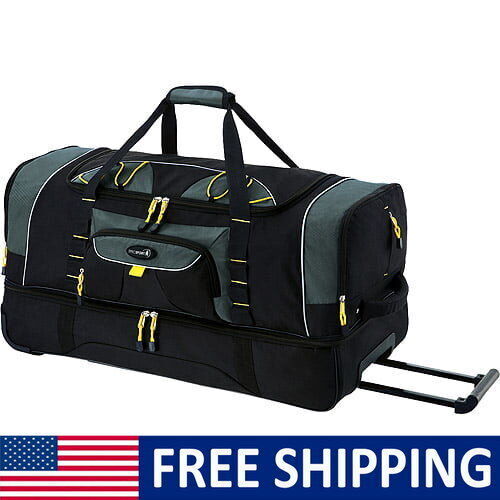 Rolling Duffel 36 In 2-section W/ Blade Wheels Padded Carry Handle Vacations New