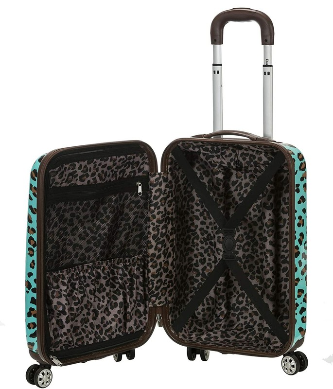 Hardside Carry On 20 Inch Blue Leopard Design Rolling with Handle Flight Luggage gallery