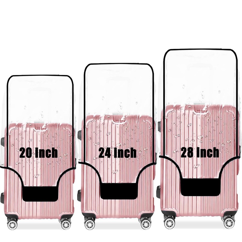 3 Piece Clear PVC Luggage Protector Set, Lightweight Waterproof for 20″/24″/28″