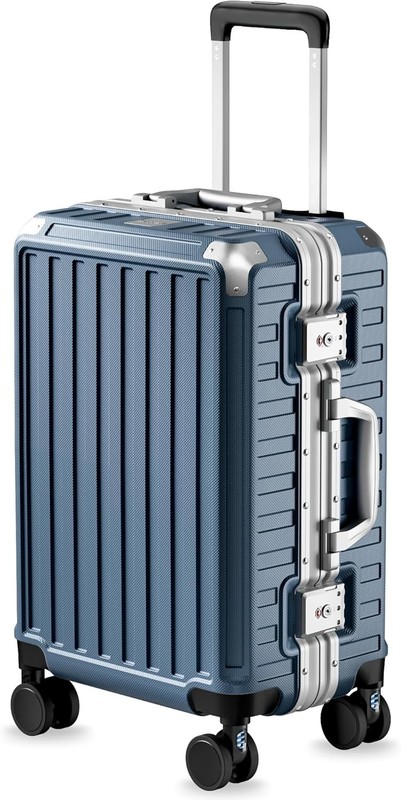 Carry On Luggage with Spinner Wheels, 8010S Aluminum Frame Zipperless Polycarbon