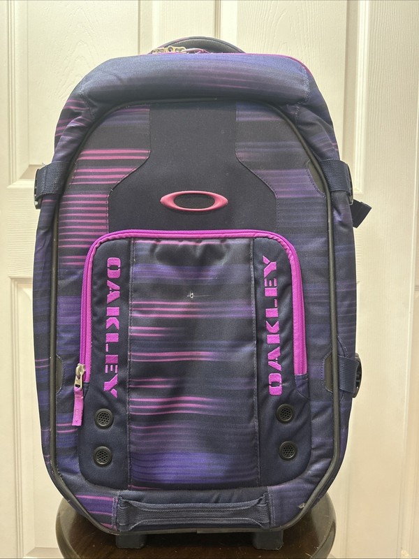 Oakley Purple Pink Striped 23”Medium Rolling Suitcase