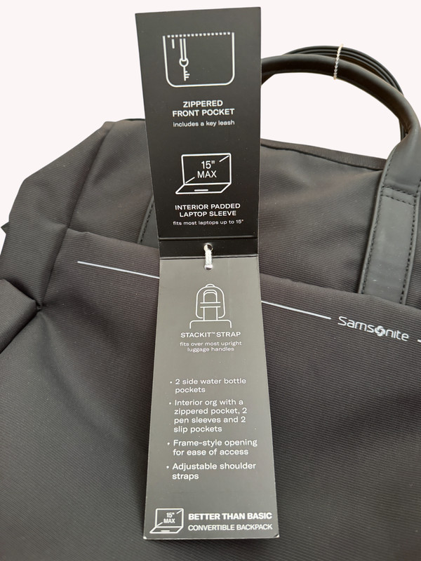 Samsonite Better Than Basic Convertible Backpack Pockets Laptop Travel Black New gallery