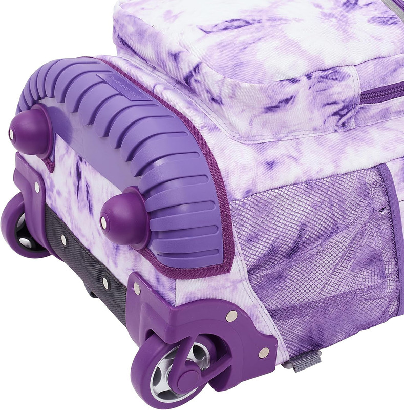 18" Rolling Backpack with Shoulder Straps, Purple Tye gallery