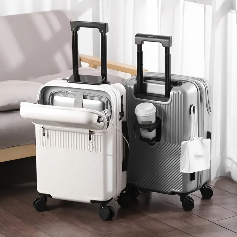 1pc 20 Inch Luggage, Travel Function Tool, with lock, cup holder, charger, etc.