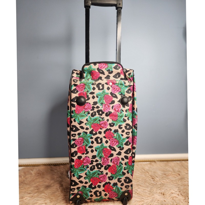 NWT Super Cute! BETSEY JOHNSON 22in Leopard Rose Wheeled Duffle gallery
