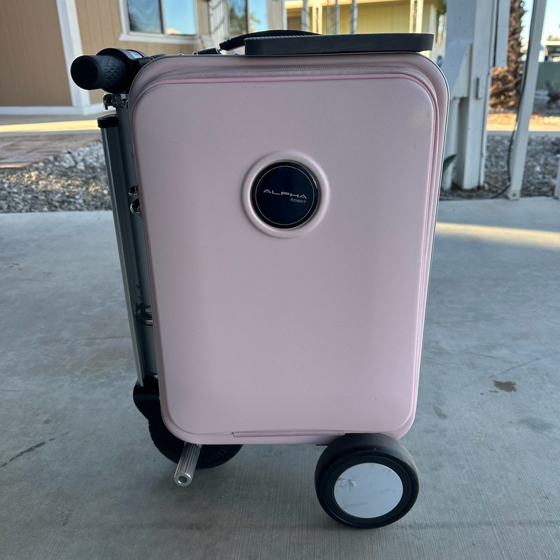 Alpha Robot Smart Rideable Motorized Locking Suitcase Light Pink With Charger gallery