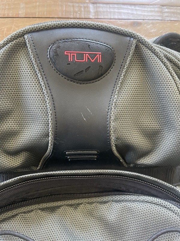 TUMI T2 Backpack Excursion Carry On Travel Bag Ballistic Leather Olive Black gallery