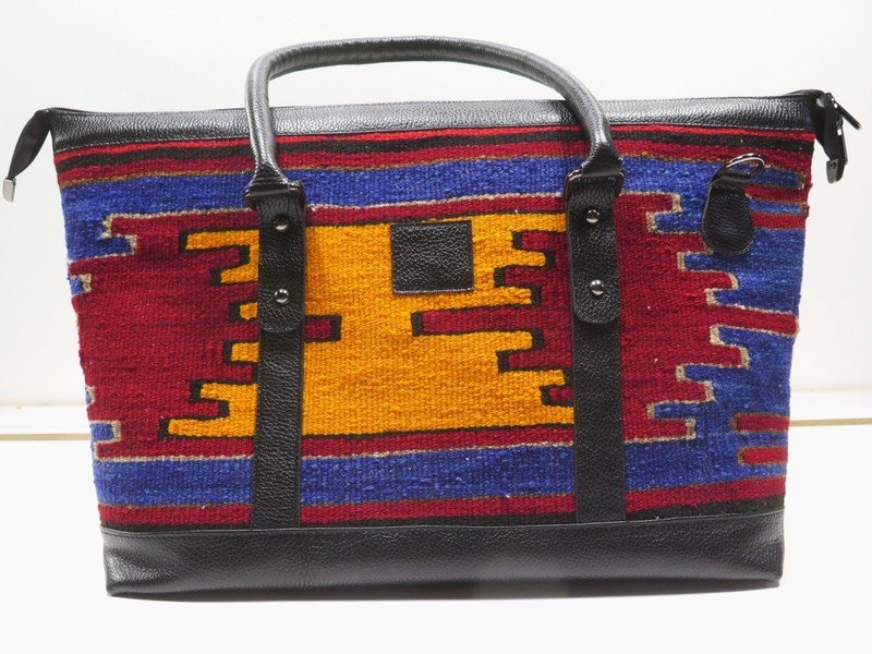 Vintage Turkish Kilim Weekender Duffle Rug Bag, Handmade Travel Large Bag 12×20