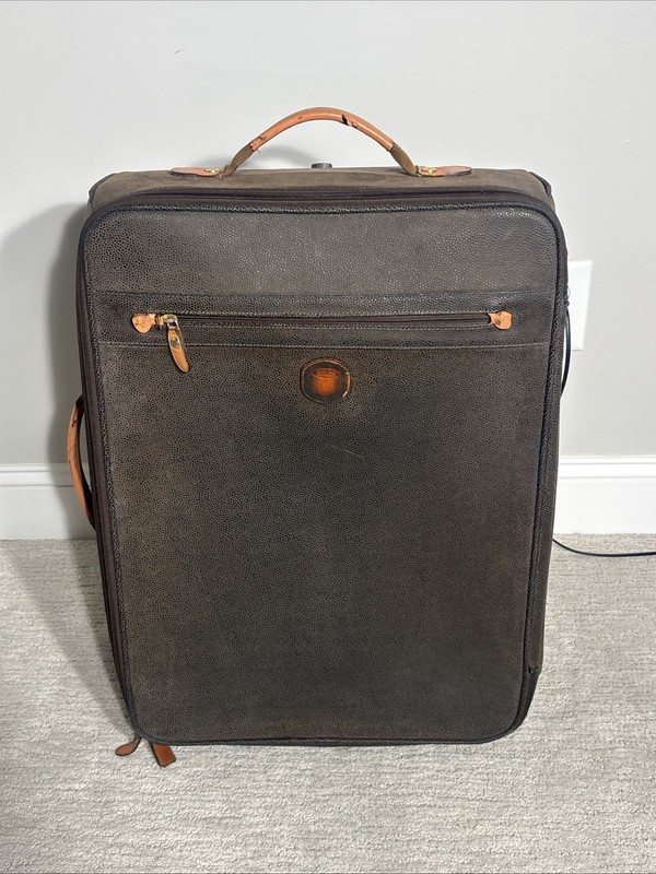 Bric’s Luggage Brown Pebble Grain Leather Trolley Carry-On Suitcase Travel Bag