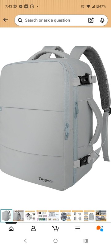 Taygeer 17 Inch Carry On Backpack Gray Laptop Compartment Wet Bag Shoe Pouch