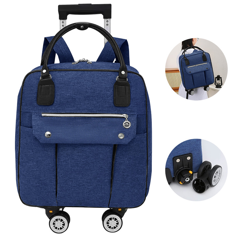 3 In 1 Duffle Bag Travel Bag w/ Detachable Wheels Trolley Bag For Trip School