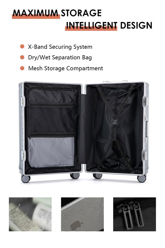 PC Hard Shell Checked Suitcase with Aluminum Frame, Luggage with Cup Holder a... gallery