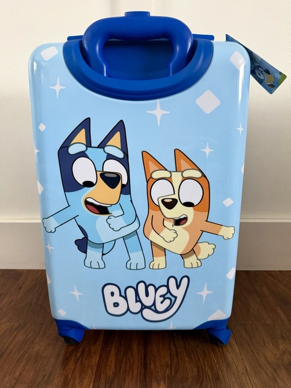 BLUEY 18” HARDSIDE CARRY ON SPINNER LUGGAGE SUITCASE – BLUE – NEW