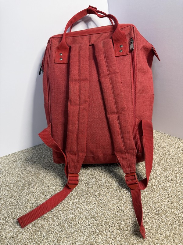 YoWeshop Red Canvas Backpack Daypack Water Bottle Pockets Travel Bag Unisex gallery