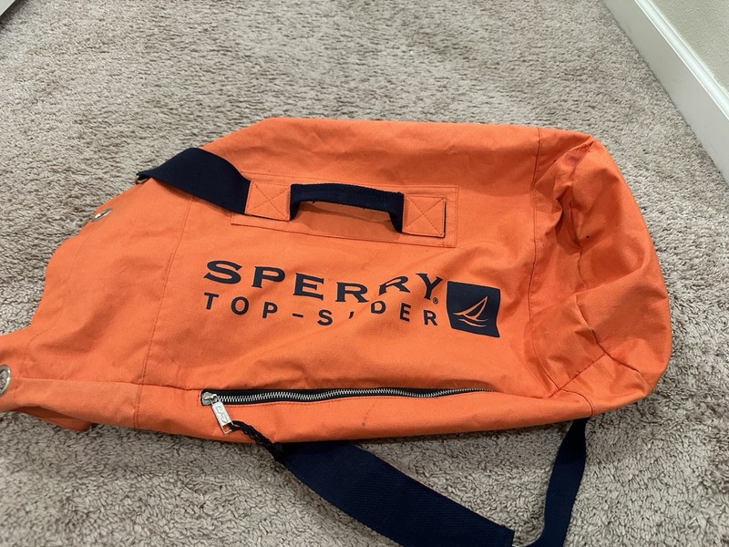 Sperry Topsider Orange Duffle Backpack Beach Pool Bucket Travel Tote Boat Bag