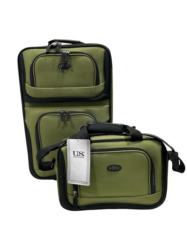 U.S. Traveler Rio 2-Piece Softside Carry-On Luggage Set Green 21"/14"