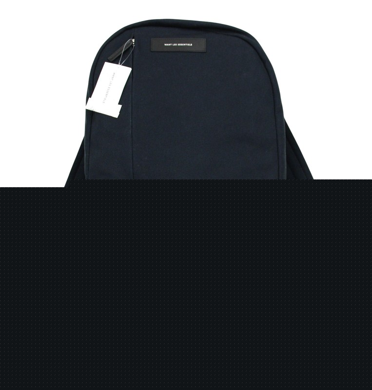 WANT LES ESSENTIELS Navy Canvas Leather Backpack One Size Laptop Men Bag Daypack