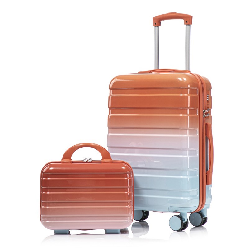 14/20 Inch 2PCS Gradient PC Spinner Luggage Set Carry On Suitcase Lock