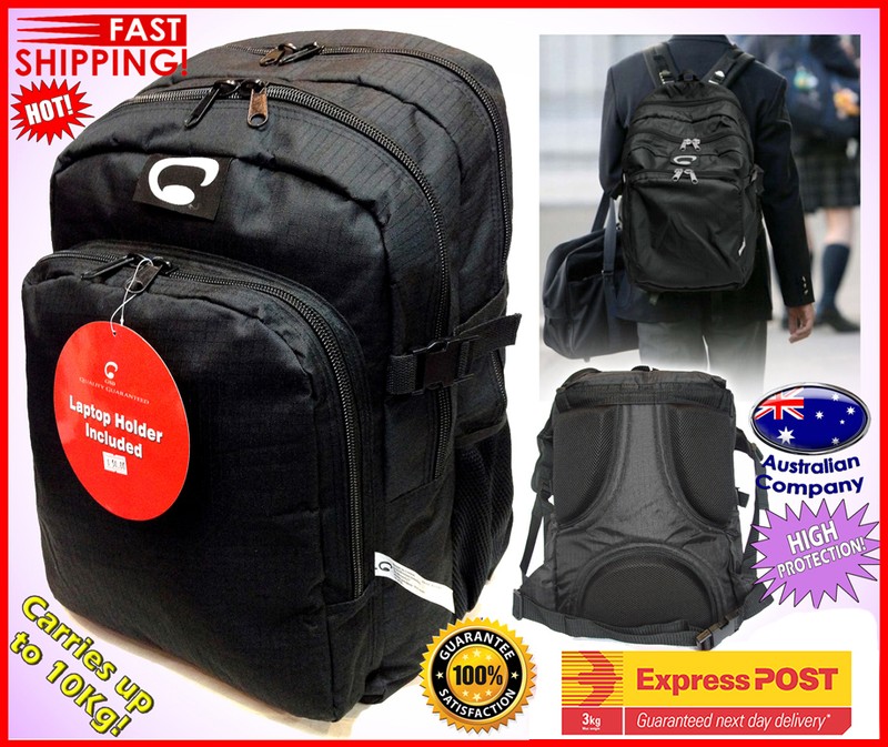 School Backpack High Protection High School Bag BEST Quality Black 3141 !