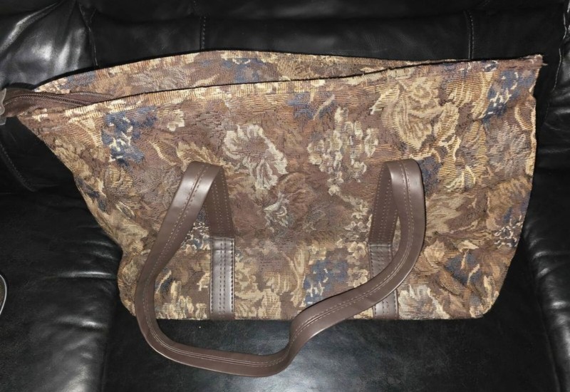 Vintage Protocol Overnight Weekender Travel Bag Floral Tapestry Brown 17"x11" gallery