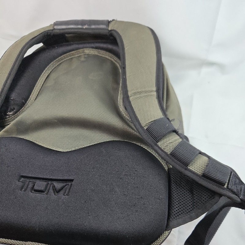 TUMI T2 Backpack Excursion Carry On Travel Bag Ballistic Leather Olive Black gallery