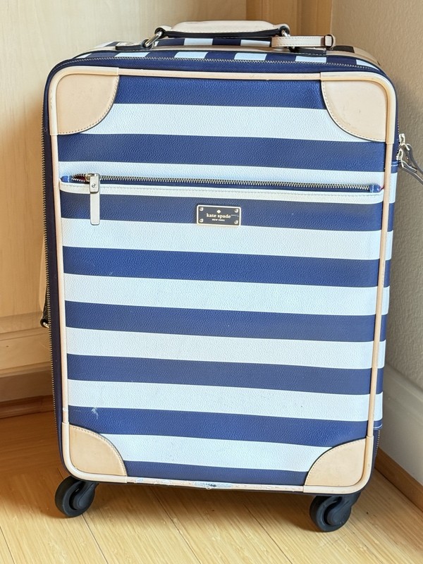 Kate Spade Spinner Suitcase Luggage Blue White Striped
