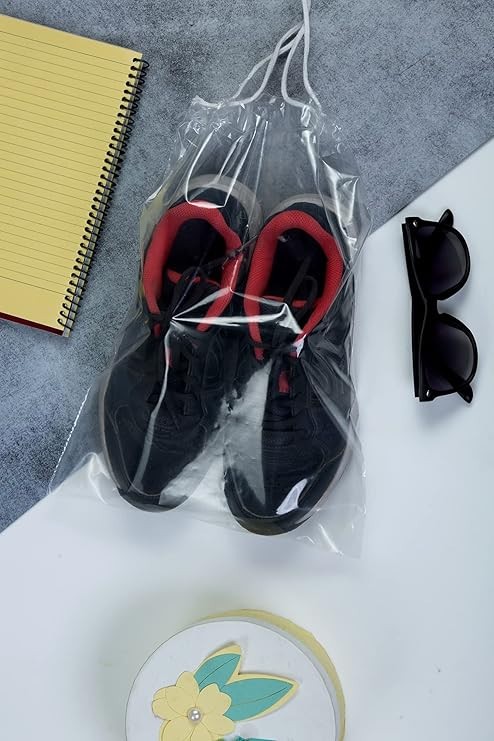 10 Pack Large Clear Drawstring Plastic Bags 18 x 24 Inch Poly Travel Shoe 2 Mil gallery