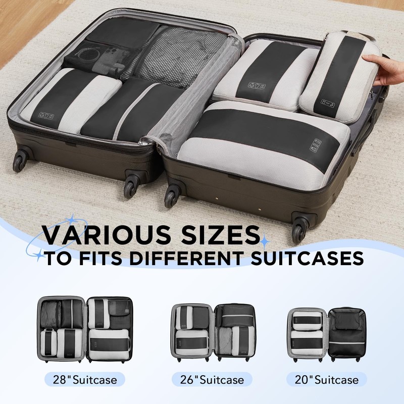 8 Set Compression Packing Cubes for Travel Essentials,Compressible Expandable... gallery
