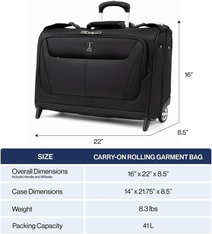 Maxlite 5 Softside Lightweight Carry-On Upright 2 Wheel Rolling Garment Bag, 22- gallery