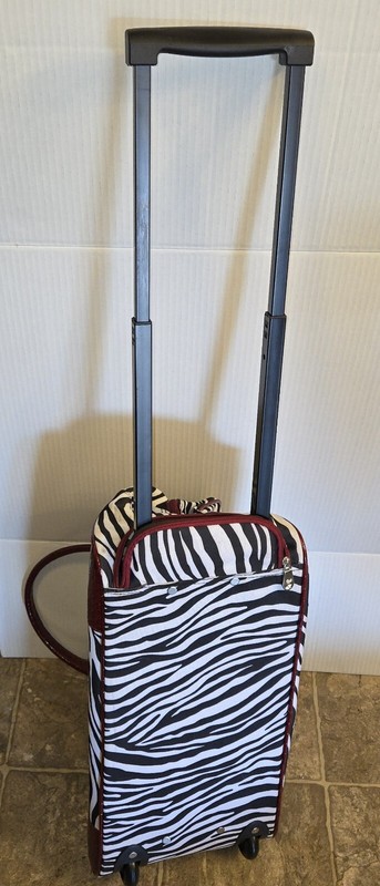 Gloria Vanderbilt. Zebra Print Carry-on Overnight Bag Telescoping Handle Wheels gallery