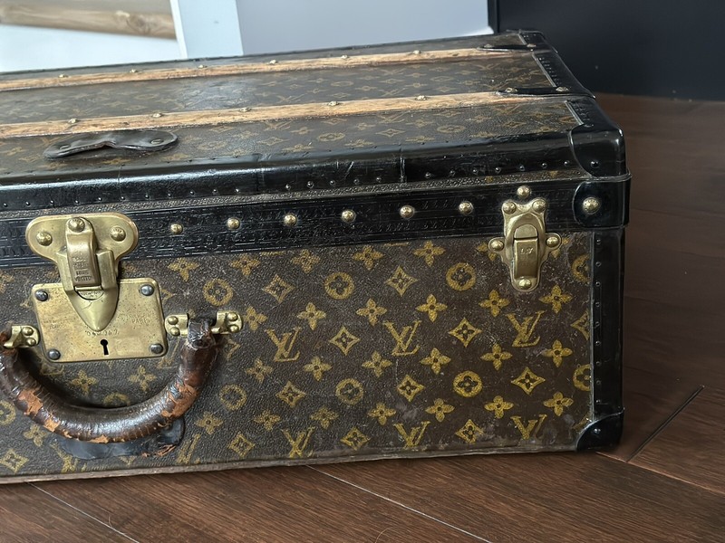 Louis Vuitton Rare Model Suitcase Trunk With Wood Slats Antique Luggage gallery