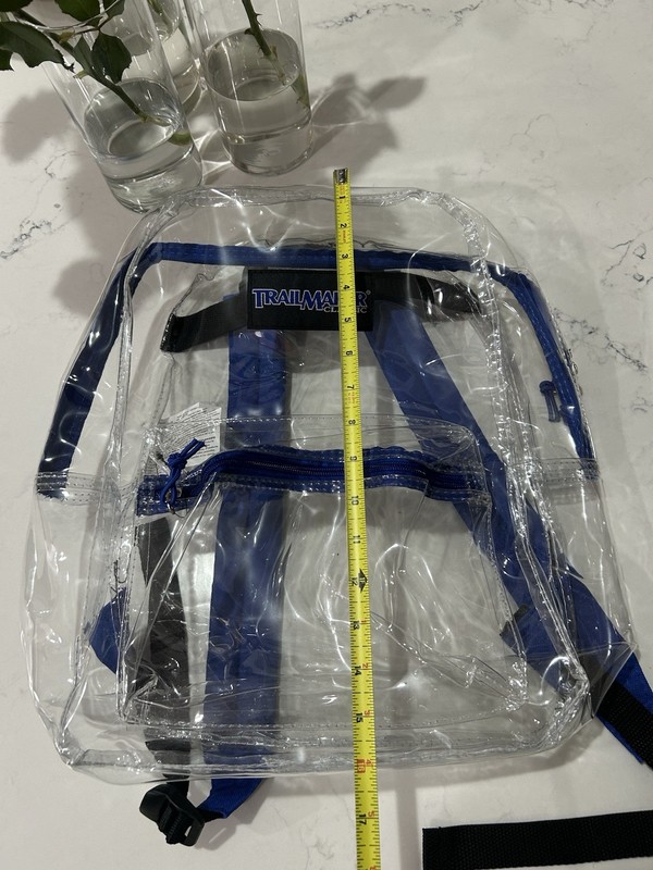Trailmaker Classic Clear Backpack Transparent Blue Trim School Stadium Bags NWOT gallery