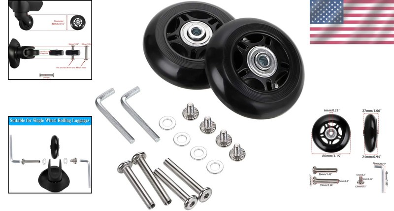 80mm Rubber Suitcase Wheels Set with Axles for Easy Installation and Repair gallery