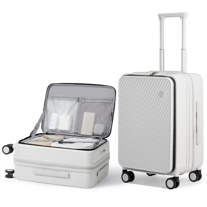 20 Inch Expandable Carry On Luggage PC Hard Shell Suitcase Top Opening Rollin…