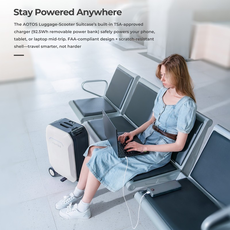 20'' Smart Rideable Suitcase 31L Electric Luggage Scooter For Travel ^APP Silver gallery