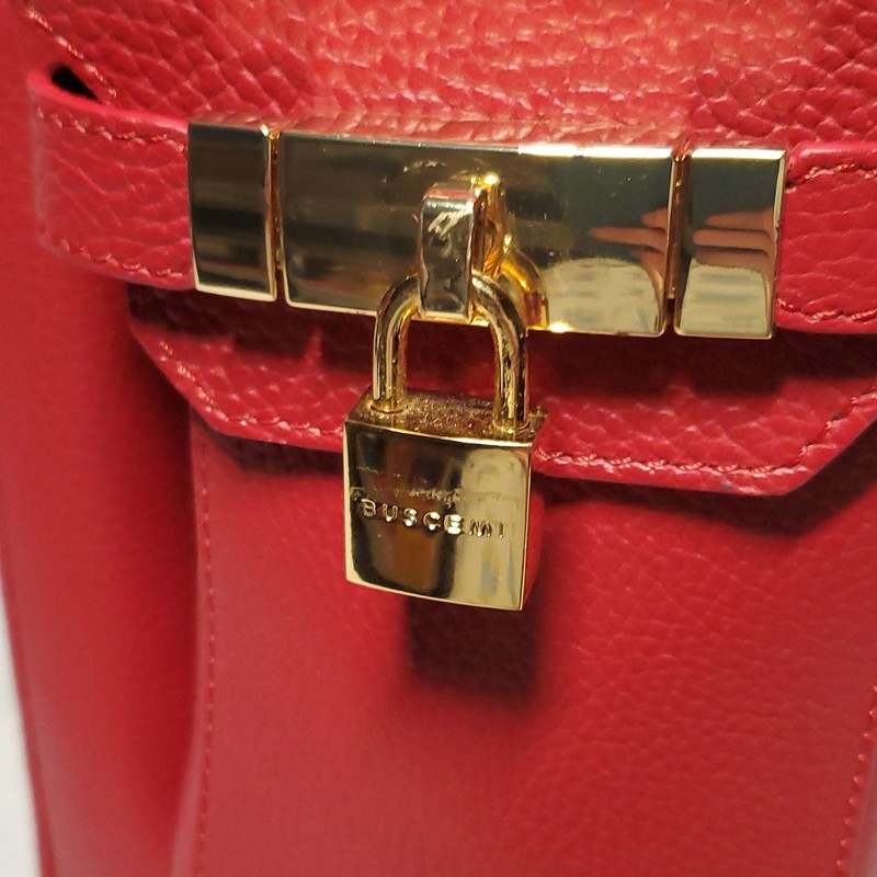 Authentic BUSCEMI Red Pebbled PHD Armaranto Backpack Gold Hardware Zip Padlock gallery