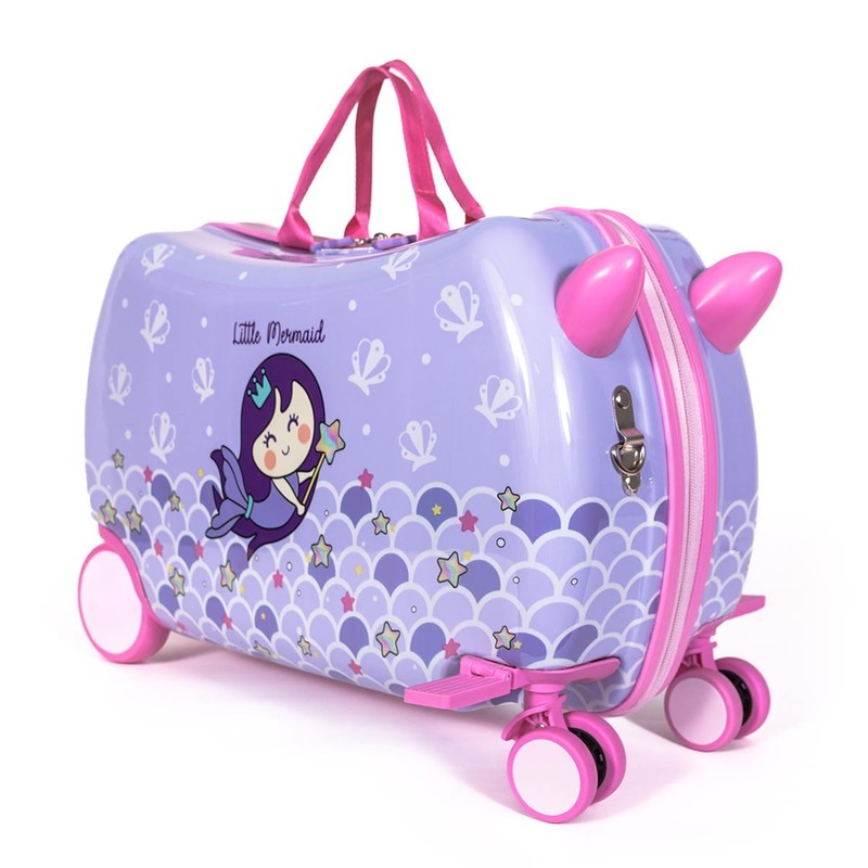 MILK&MOO Rideable Kids Suitcase Little Mermaid, Fun and Safe, Durable, Spacious