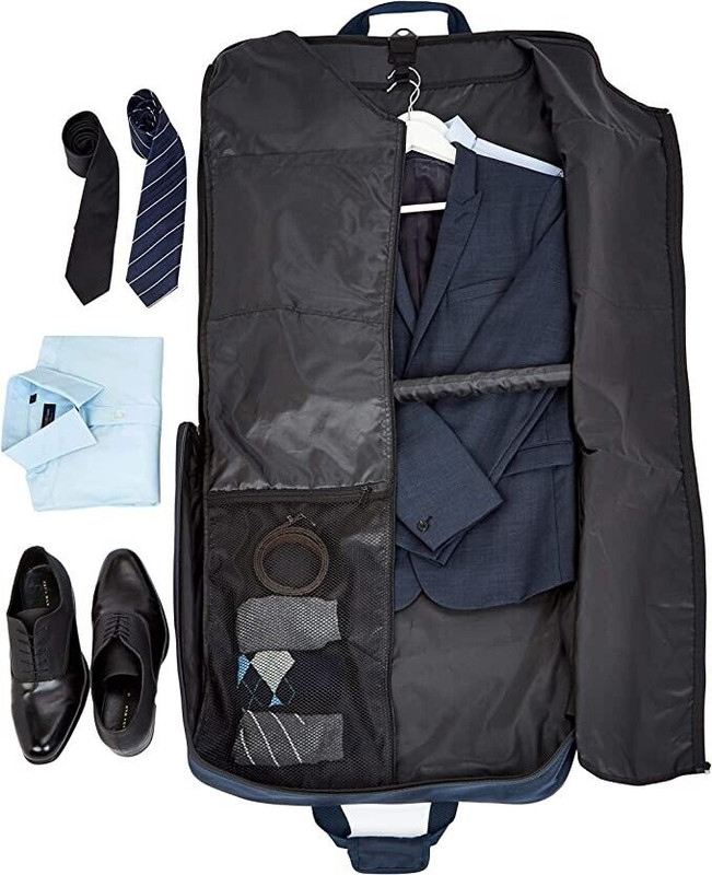 Amazon Basics Tri-Fold Garment Bag – Navy Blue, 40-Inch – new