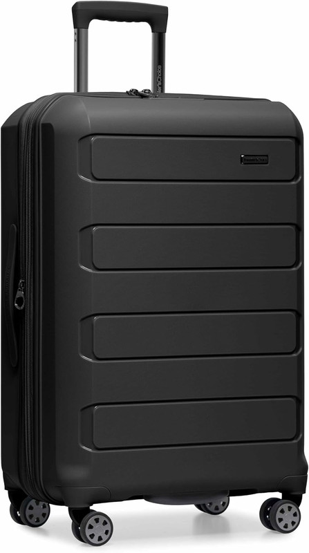 Pagosa Hardshell Expandable Luggage with Spinner Wheels, Black, 26-Inch Medium